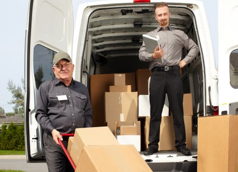 Prepared moving truck with boxes and furniture for a local Marylebone relocation