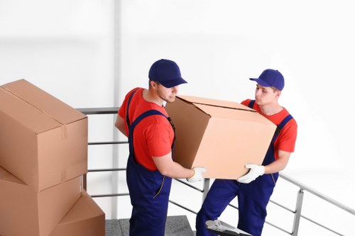 Packed boxes and furniture ready for student relocation in central London