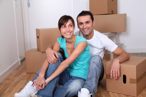 Moving van and household boxes prepared for a Marylebone removal
