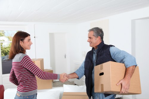 Flat removals team planning a move in a Marylebone apartment building